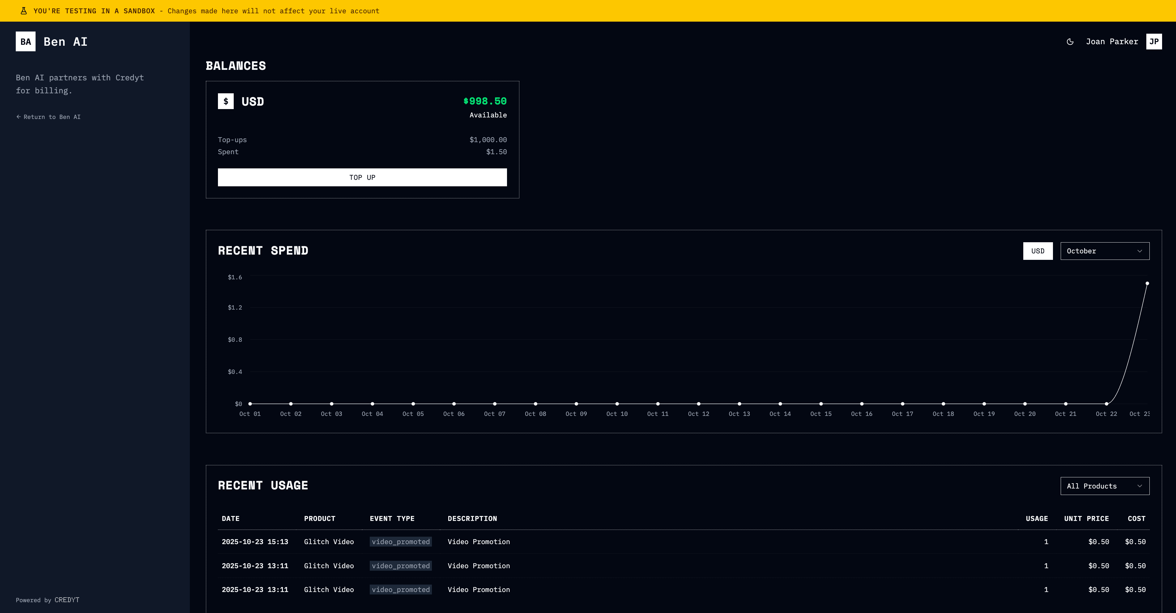Credyt's Billing Portal